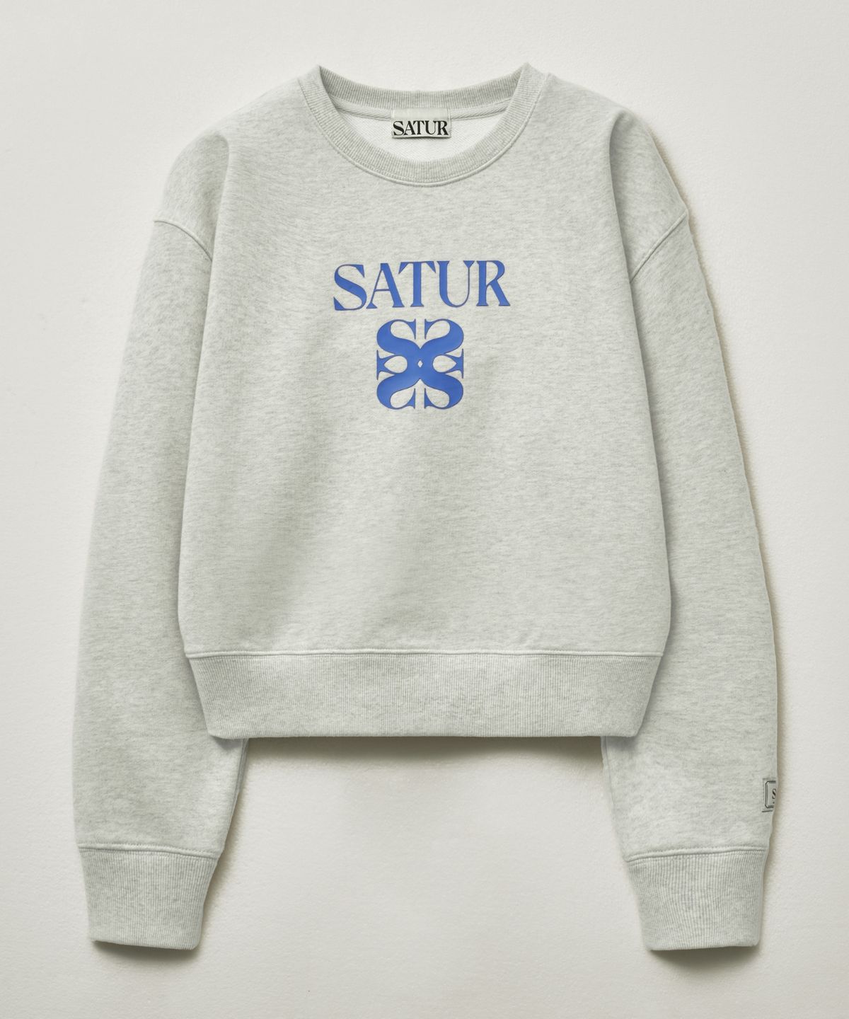 세터(SATUR) (W) 아페로 볼륨 슬리브 크롭 스웨트셔츠 오트밀