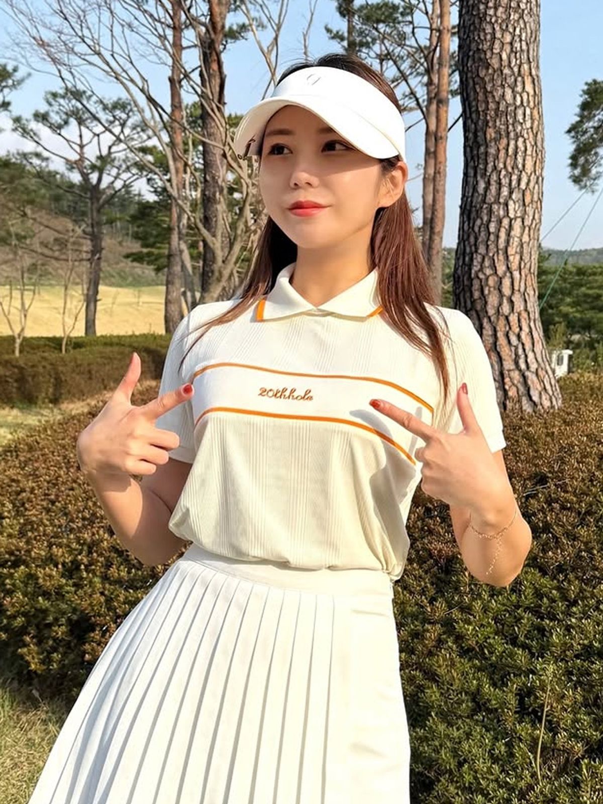투에니스홀(20TH HOLE) 여성 골지 요꼬 반팔 카라넥 티셔츠 [CREAM]