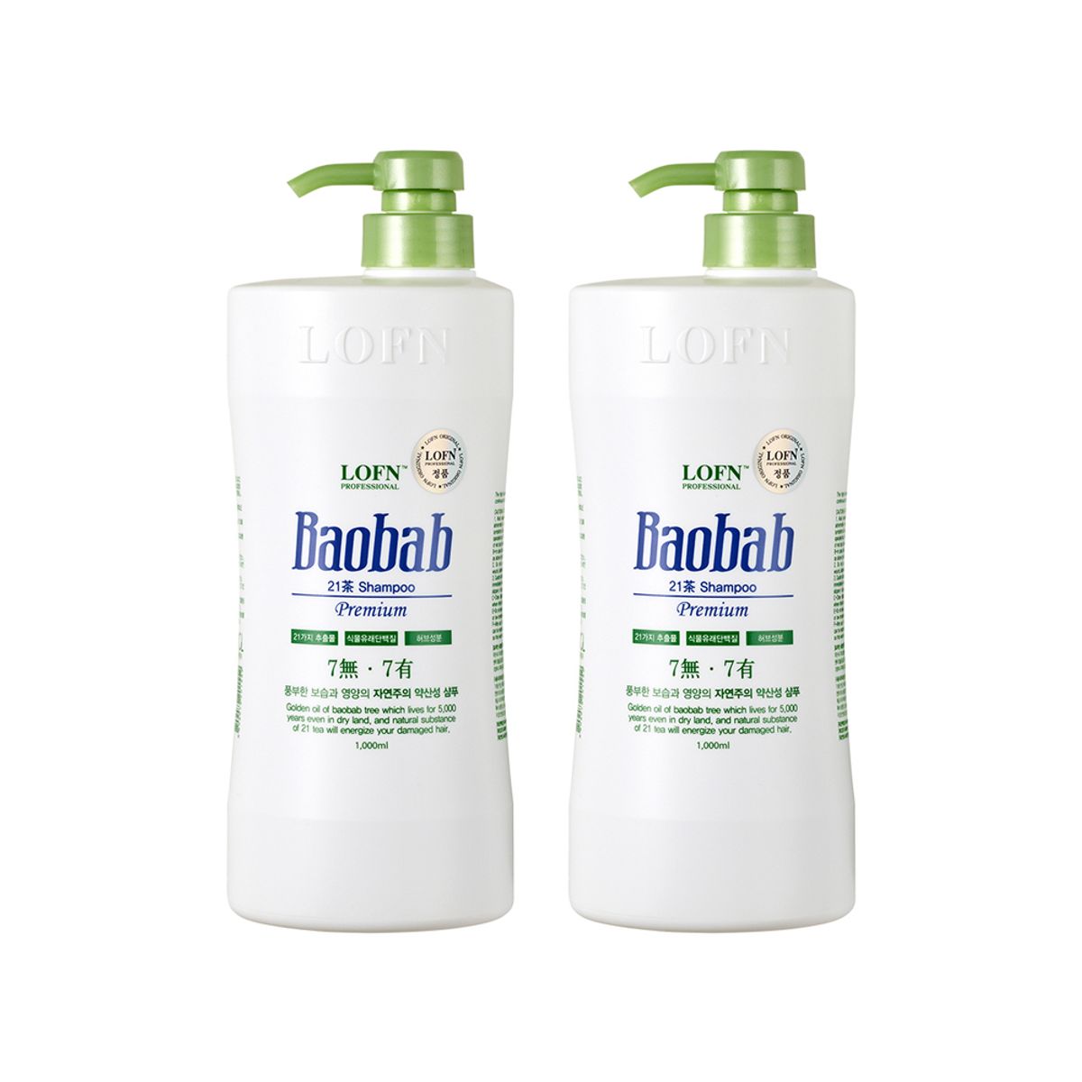 로픈(LOFN) 바오밥 프리미엄 21차 건성(약산성)샴푸 1000g 2개