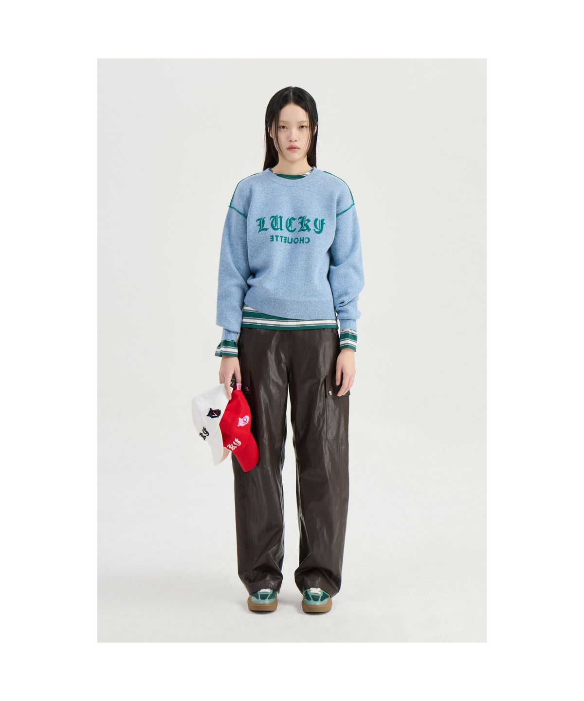 럭키슈에뜨(LUCKY CHOUETTE) Pocket Point Fake Leather Pants (brown)_LFPNS25240BRX