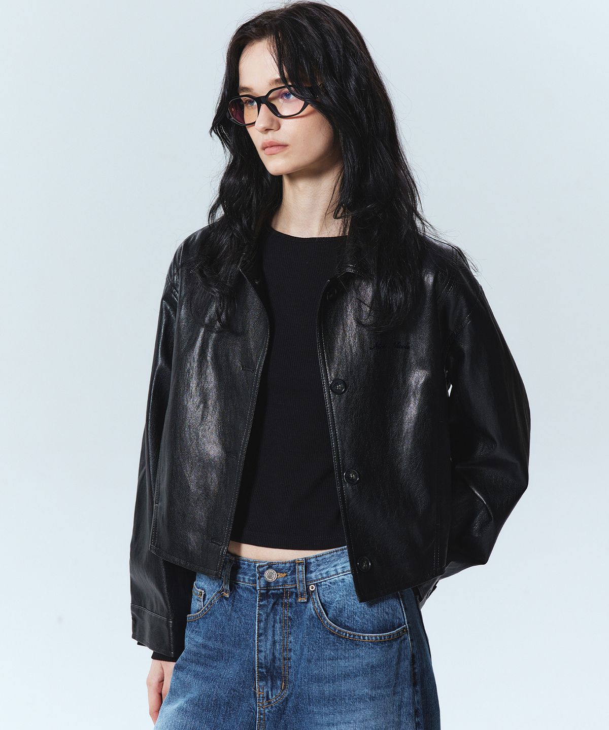 닉앤니콜(NICK&NICOLE) CUTING LINE LEATHER JACKET_BLACK