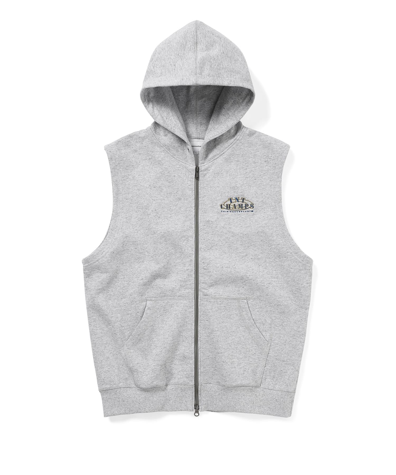 【THISISNEVERTHAT】Sleeveless Zip Up Hoodie Heather Grey thisisneverthat Sleeveless Zip Hoodie - Heather Grey