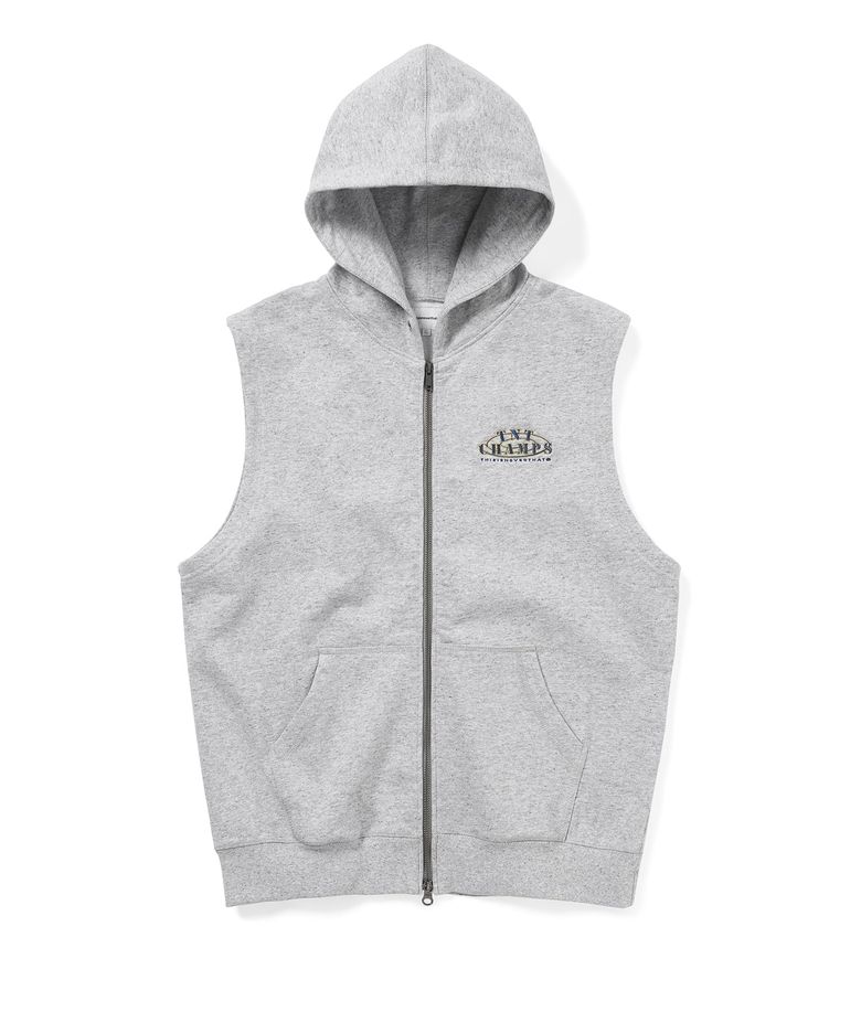 Sleeveless Zip Up Hoodie Heather Grey