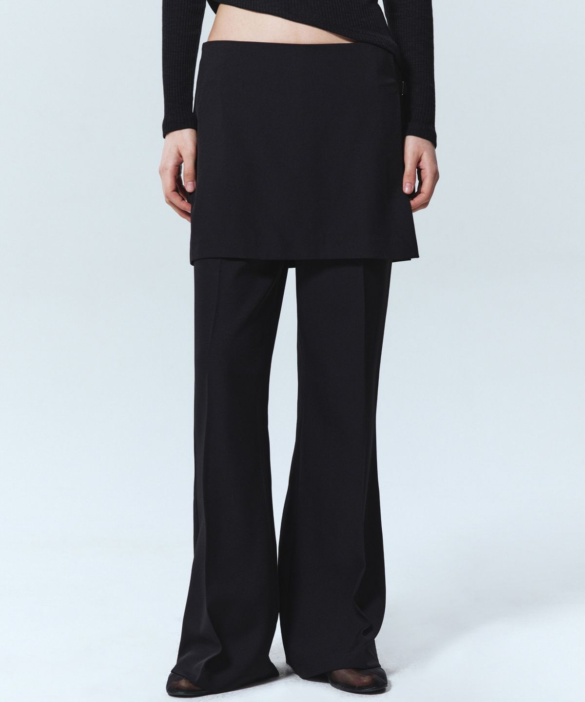 닉앤니콜(NICK&NICOLE) BOOTCUT LAYERED PANTSKIRT_BLACK