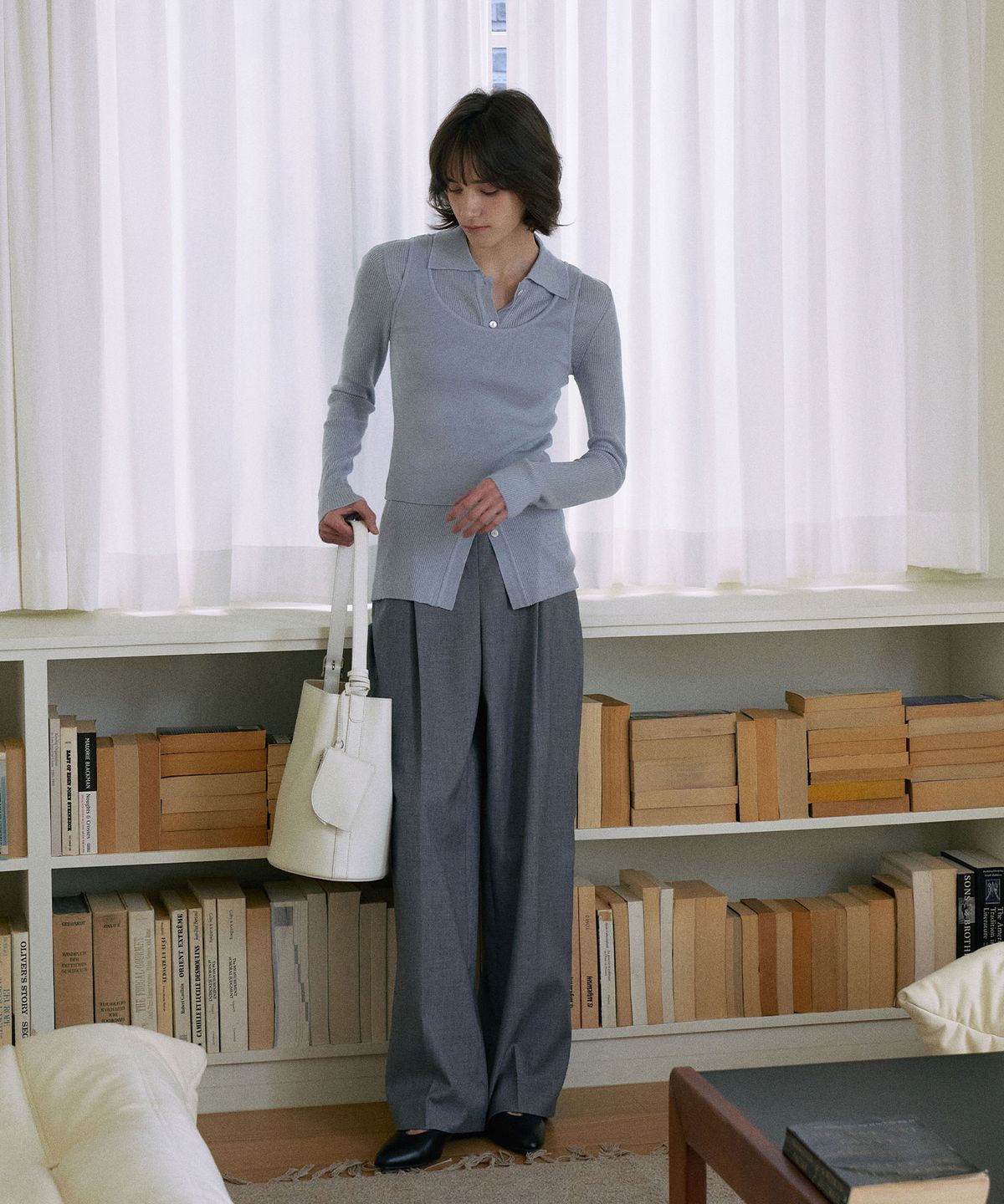 라메레이(LAMEREI) One-Tuck Wide Slacks[LMBESPPT5503]-Gray