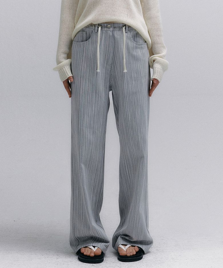 Stripe Jacquard String Denim Pants (Gray)