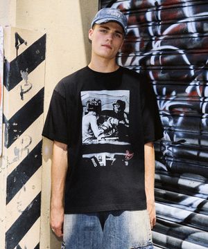 복싱 클럽 빈티지 그래픽 티셔츠_블랙