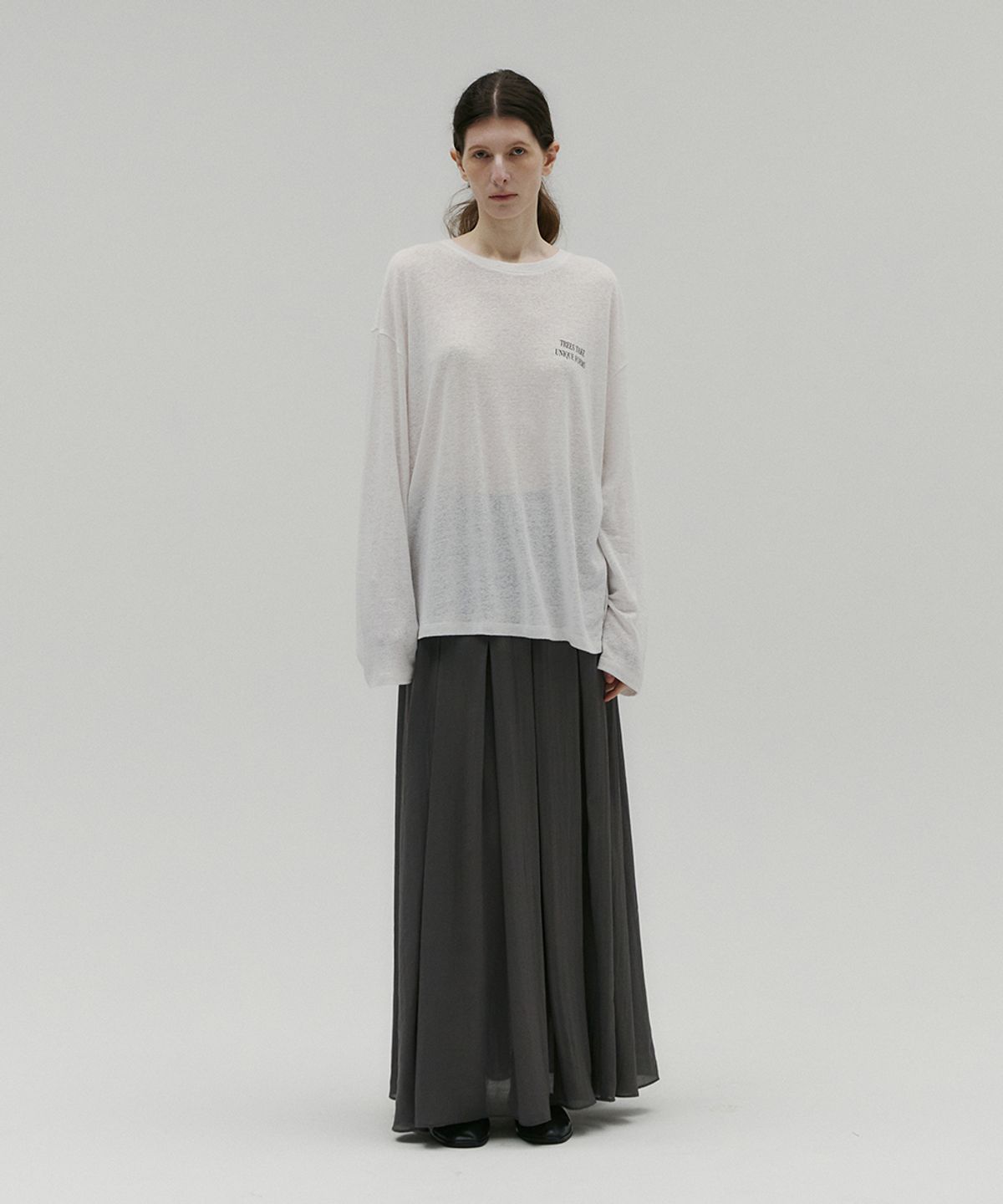 솔티페블(SALTY PEBBLE) LINEN LOOSE LONG SLEEVE TOP [WHITE]
