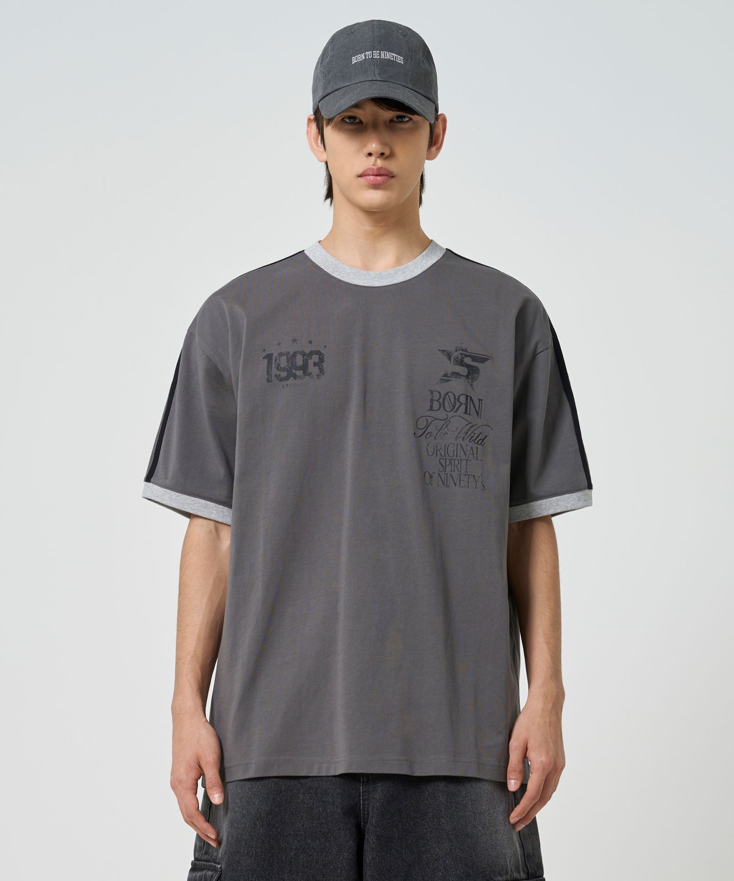 MUSINSA | 1993STUDIO 93 Track Ringer T-Shirt_Charcoal