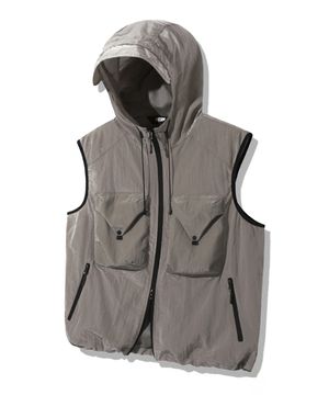 빅 포켓 메탈 나일론 후드 집업 베스트 [그레이]