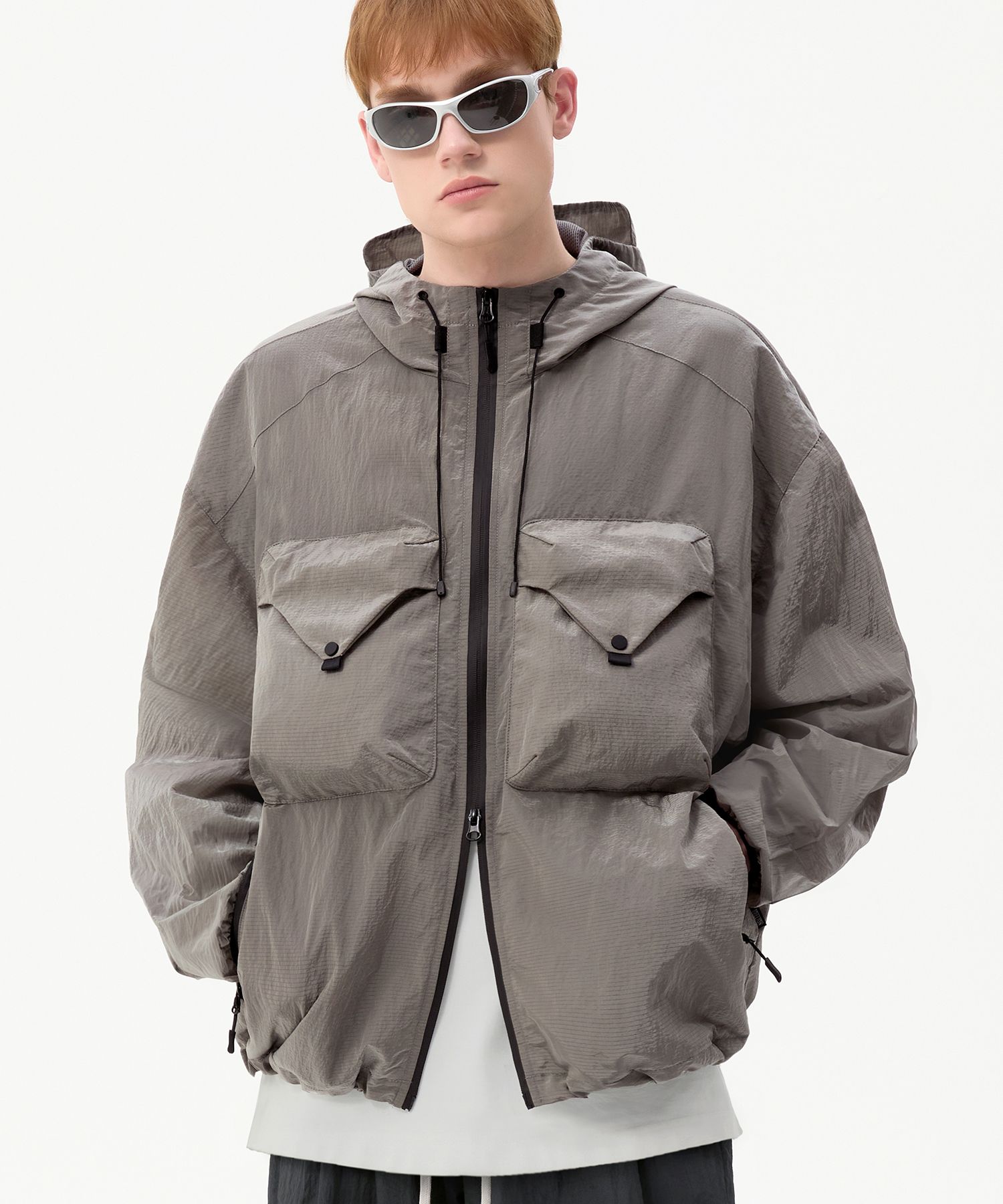 [TRILLION] BIG POCKET L NYLON HOOD WINDBREAKER /追跡付 MUSINSA公式 | TRILLION Big Pocket Metal Nylon Hooded Zip-Up
