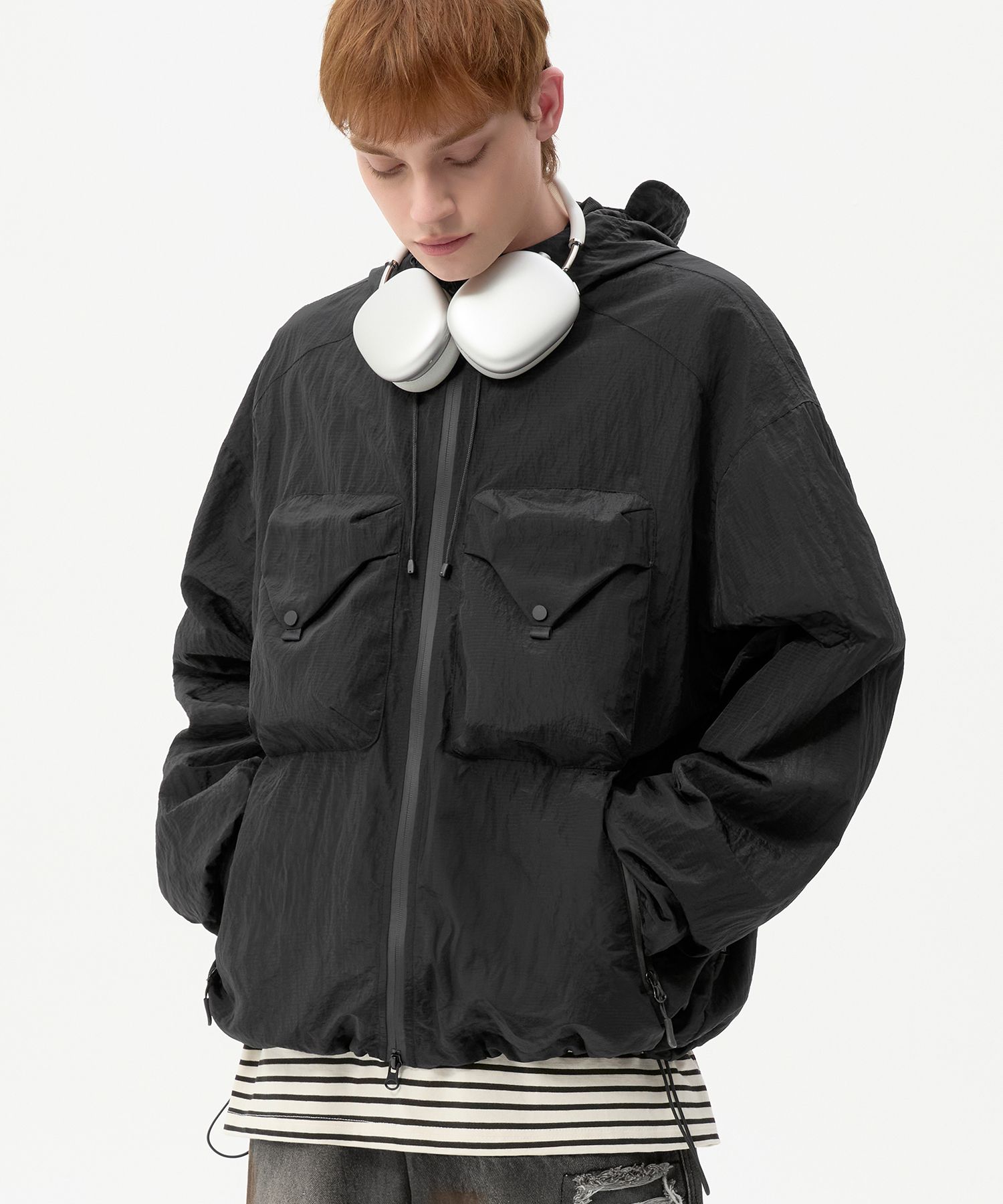 [TRILLION] BIG POCKET L NYLON HOOD WINDBREAKER /追跡付 MUSINSA公式 | TRILLION Big Pocket Metal Nylon Hooded Zip-Up