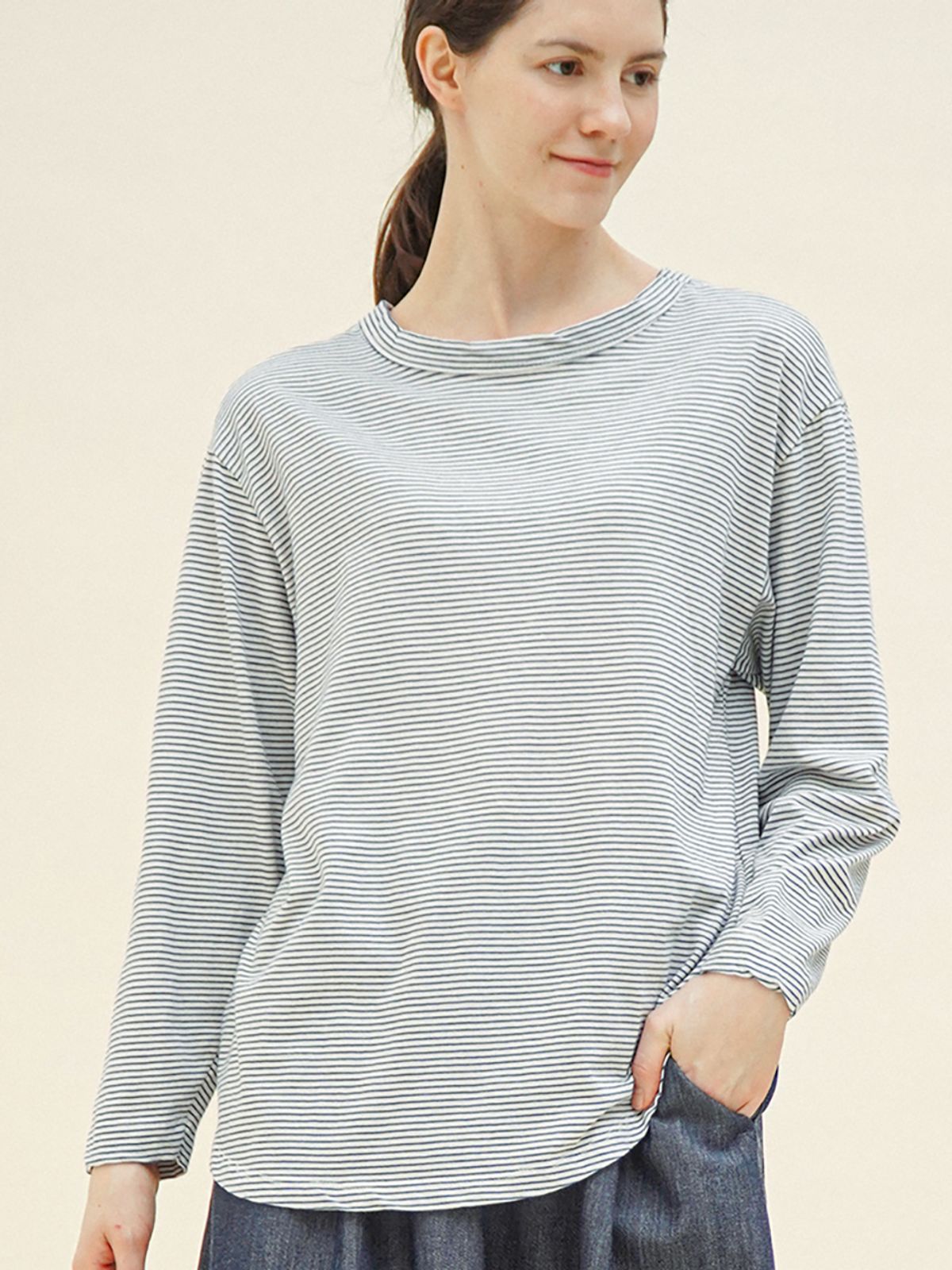 치키타(CHIQUITA) [25봄] 스트라이프 9부 T 블루 251607TBL