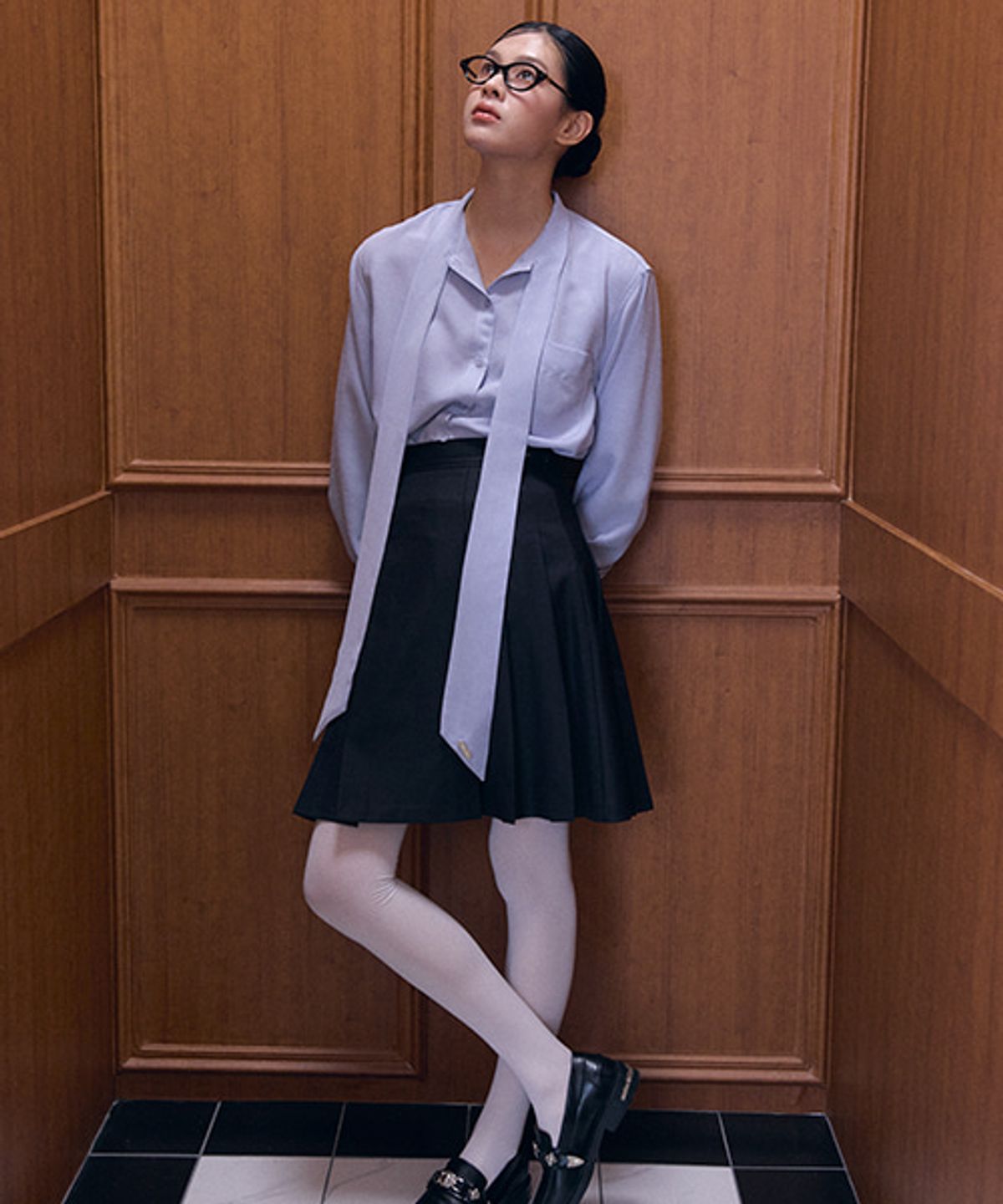 샵아라(SHOP,ARA) Loved Tie point blouse_Soft blue
