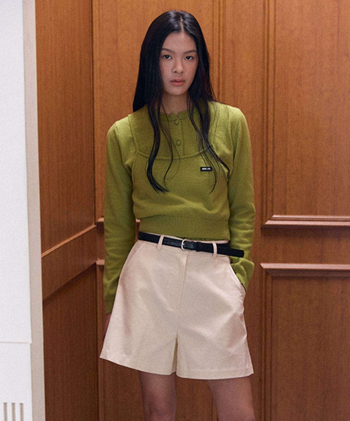 샵아라(SHOP,ARA) Ege knit cardigan sleeveless set_Olive