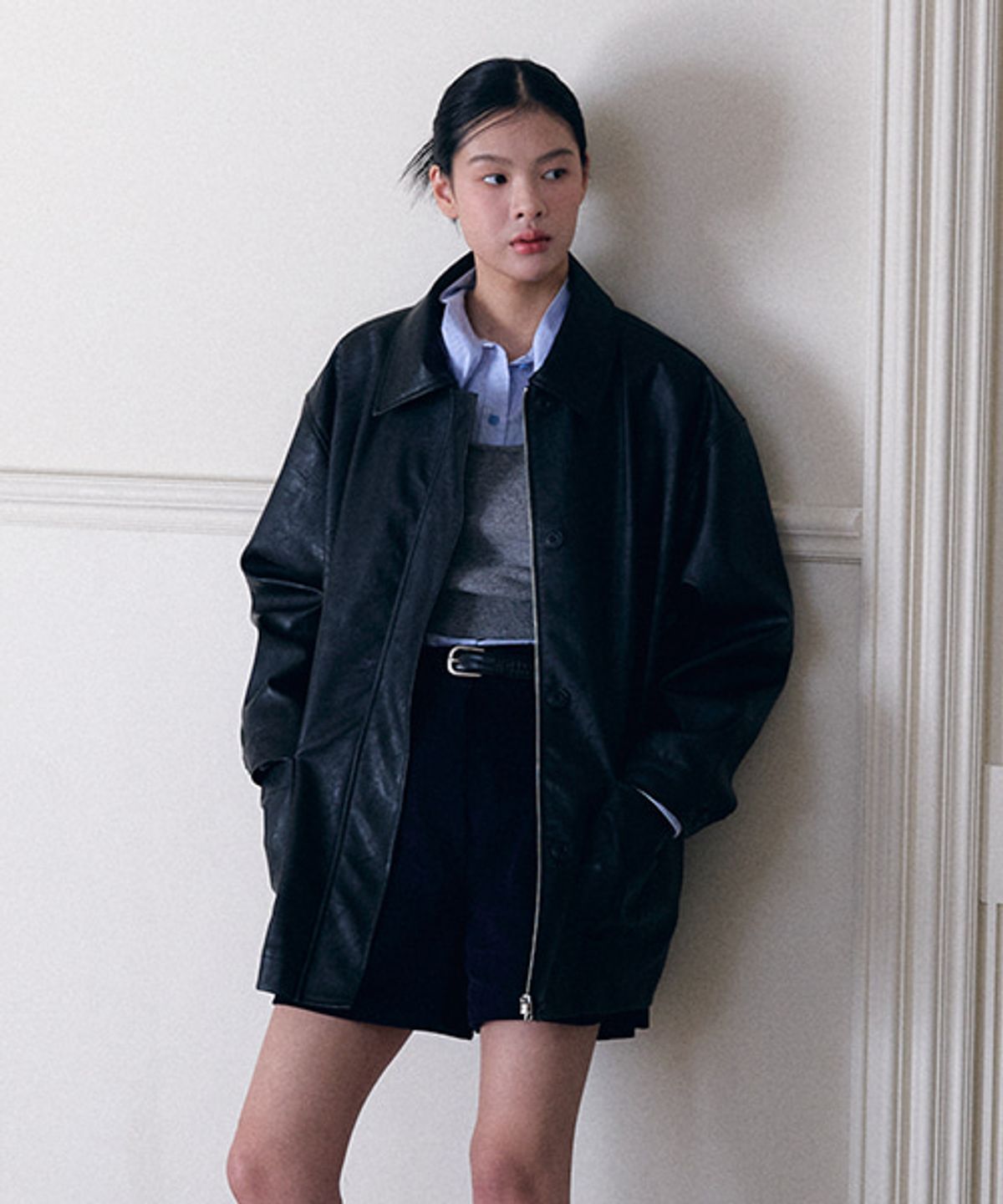 샵아라(SHOP,ARA) Rhodia eco lather point jacket_Black