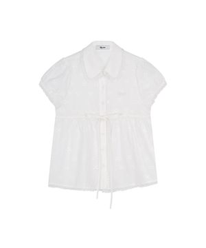 Puff Sleeve Lace Shirt White