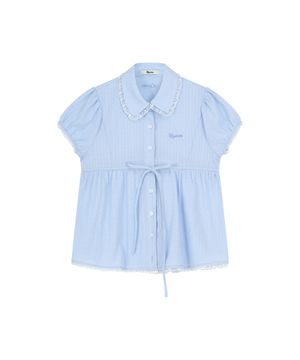 Puff Sleeve Lace Shirt Blue