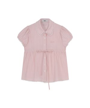 Puff Sleeve Lace Shirt Pink
