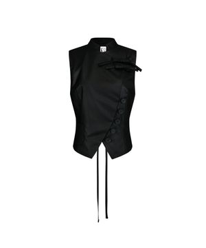 Preppy China Collar Vest Black