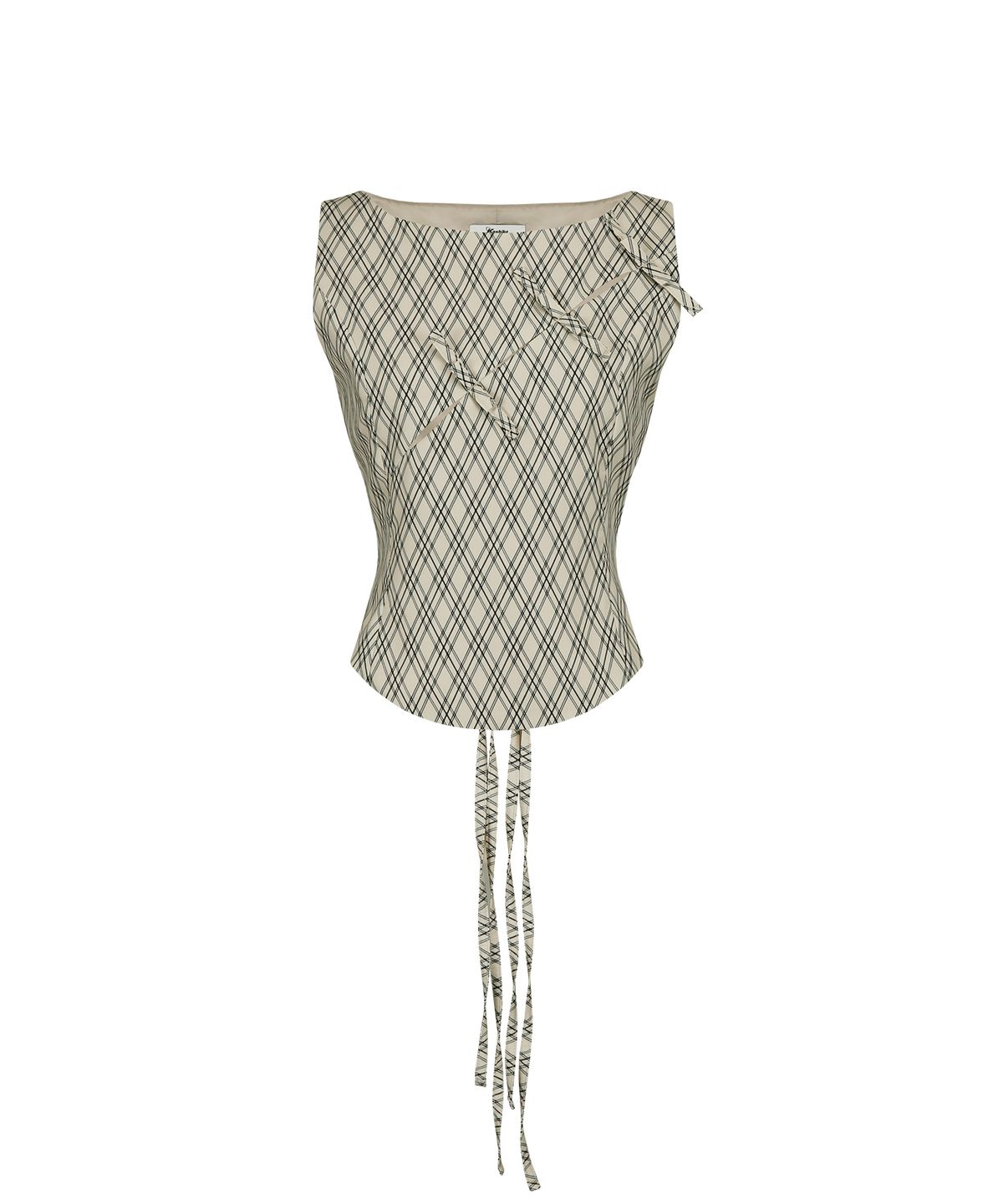 카시코(KASHIKO) Ribbon Paneled Sleeveless Checked