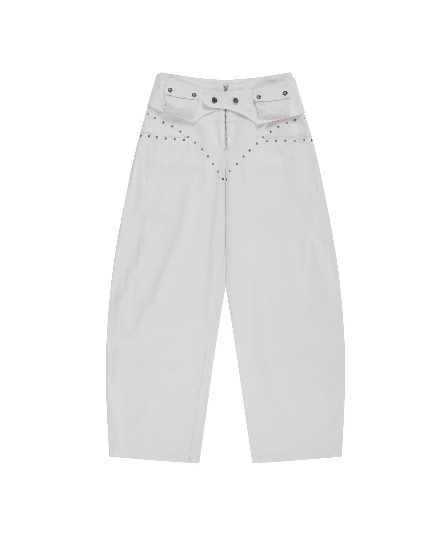 【Kashiko】25ss Belt Rivet Oval Pants MUSINSA | KASHIKO Belt Rivet Oval Pants Off White