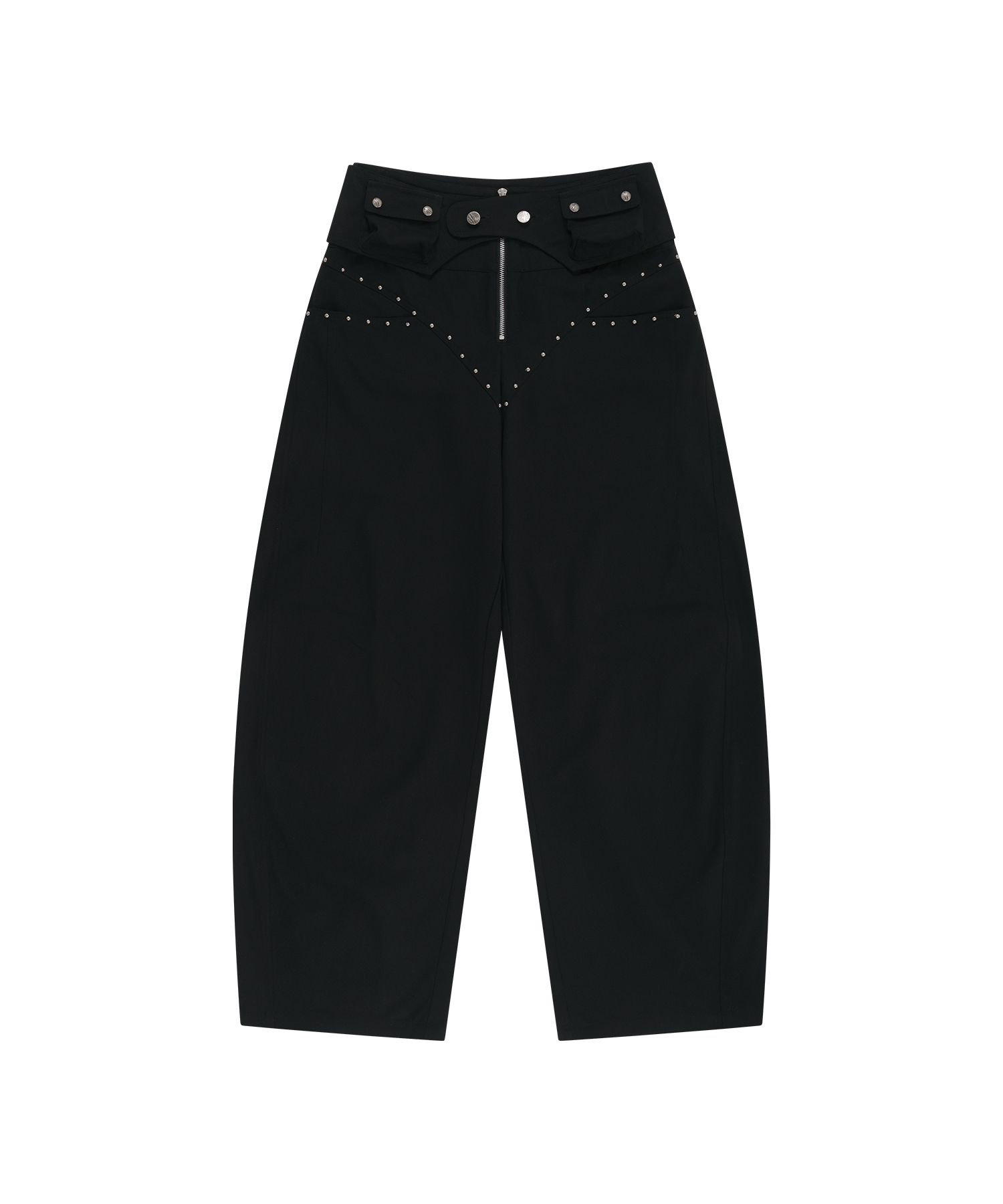 【Kashiko】Belt Rivet Oval Pants 3Colors MUSINSA | KASHIKO Belt Rivet Oval Pants Black
