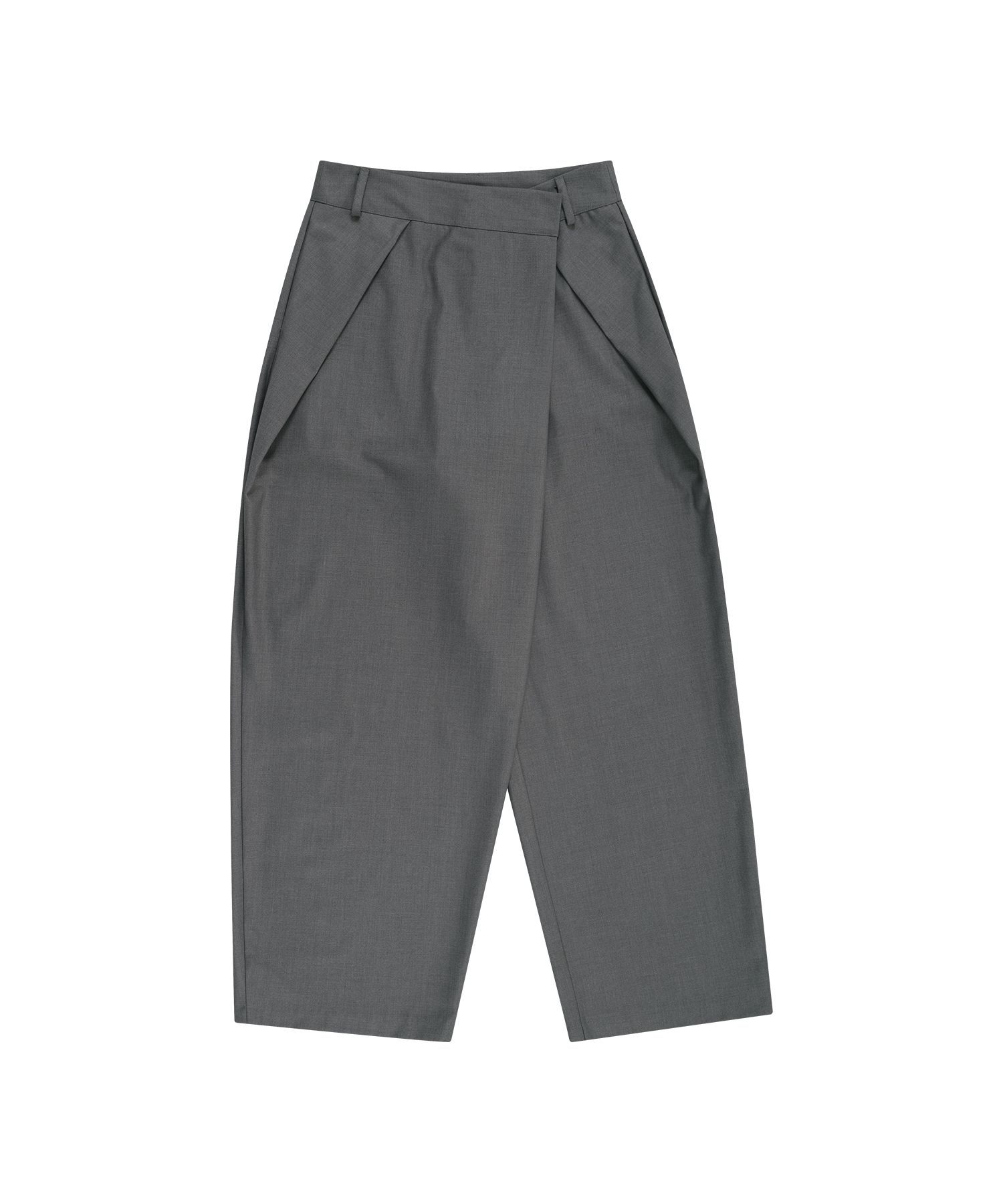 MUSINSA | KASHIKO Pintuck Asymmetric Trousers Gray