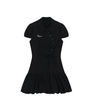 Puff Preppy Mini Dress Black