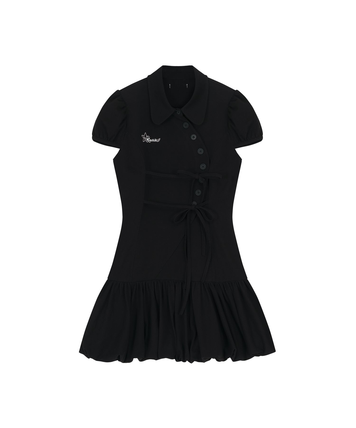 ★Kashiko★ Puff Preppy Mini Dress【送料0/関税0】 MUSINSA公式 | KASHIKO Puff Preppy Mini Dress Black