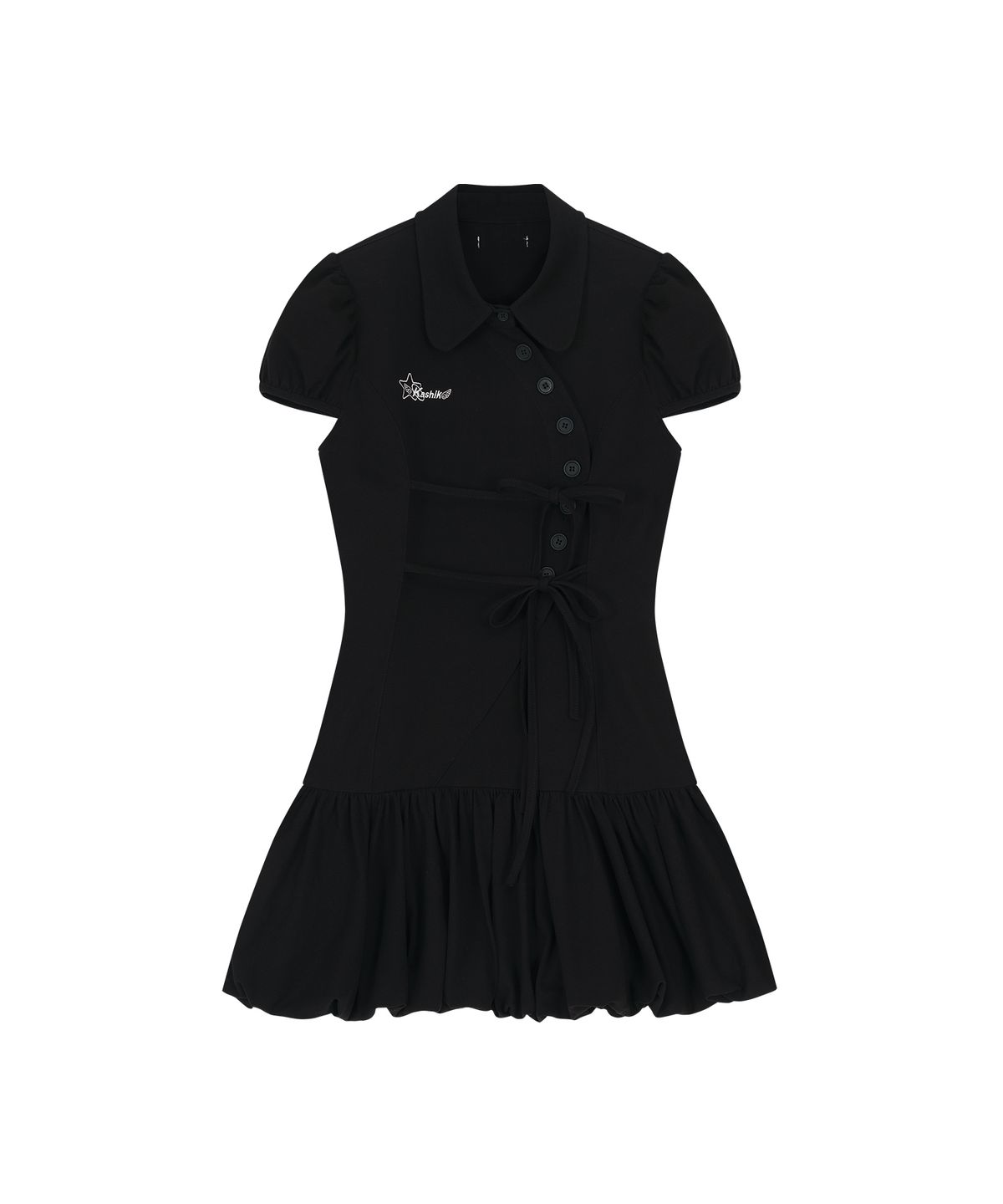 카시코(KASHIKO) Puff Preppy Mini Dress Black