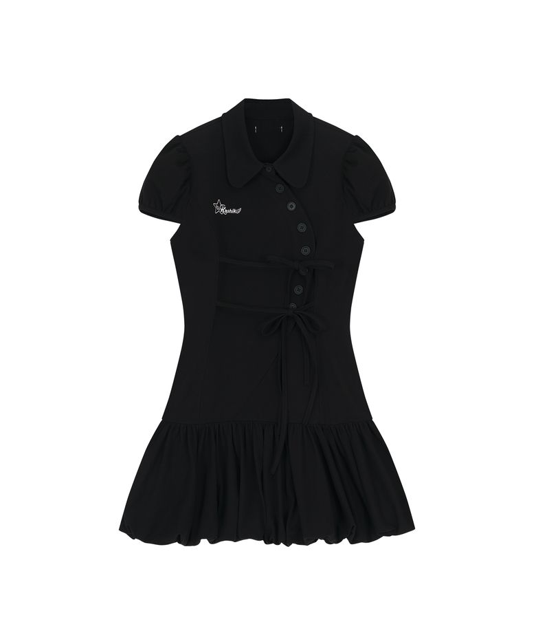 Puff Preppy Mini Dress Black