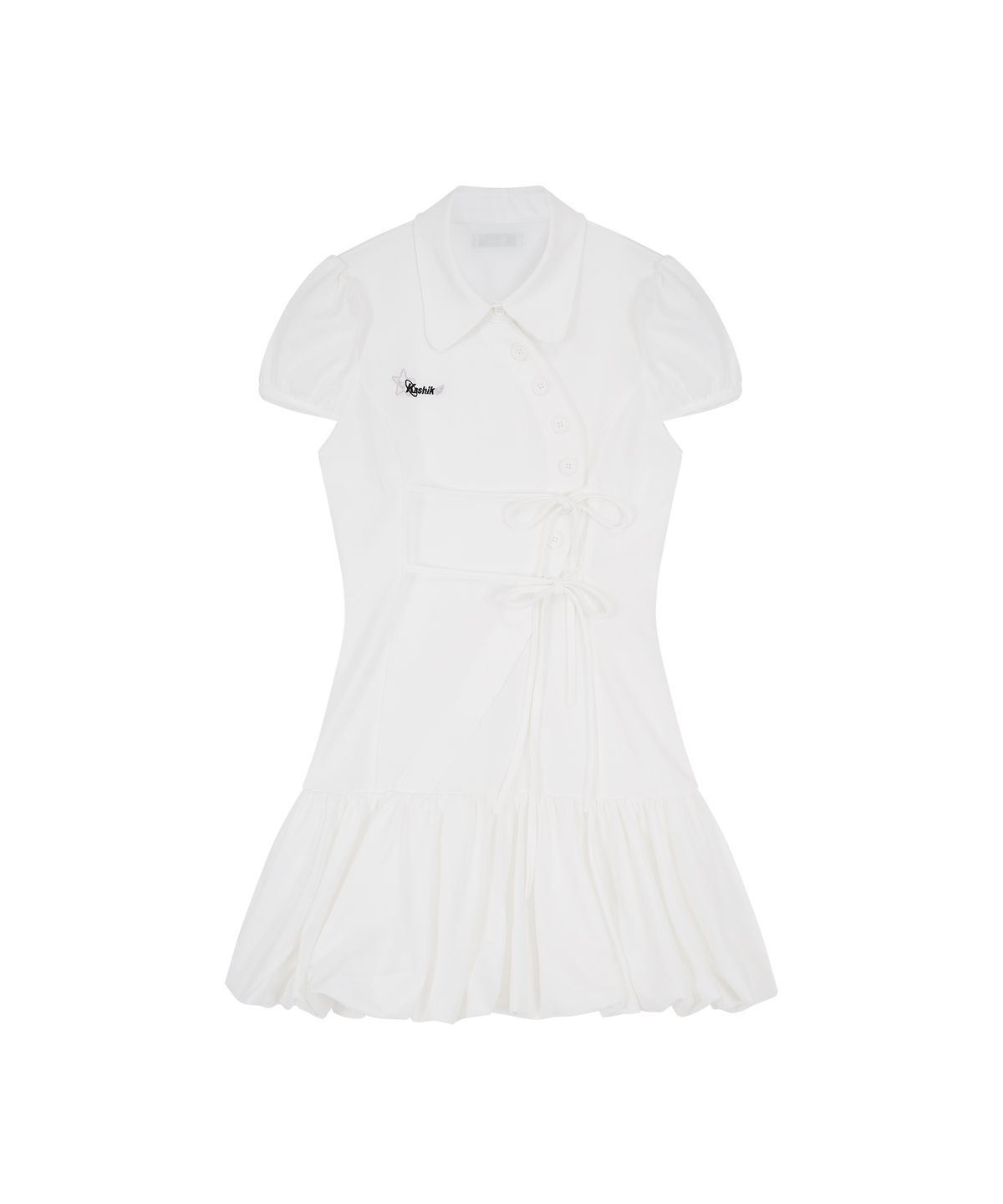 카시코(KASHIKO) Puff Preppy Mini Dress White