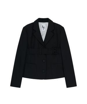 Ribbon Belted Preppy Jacket Black