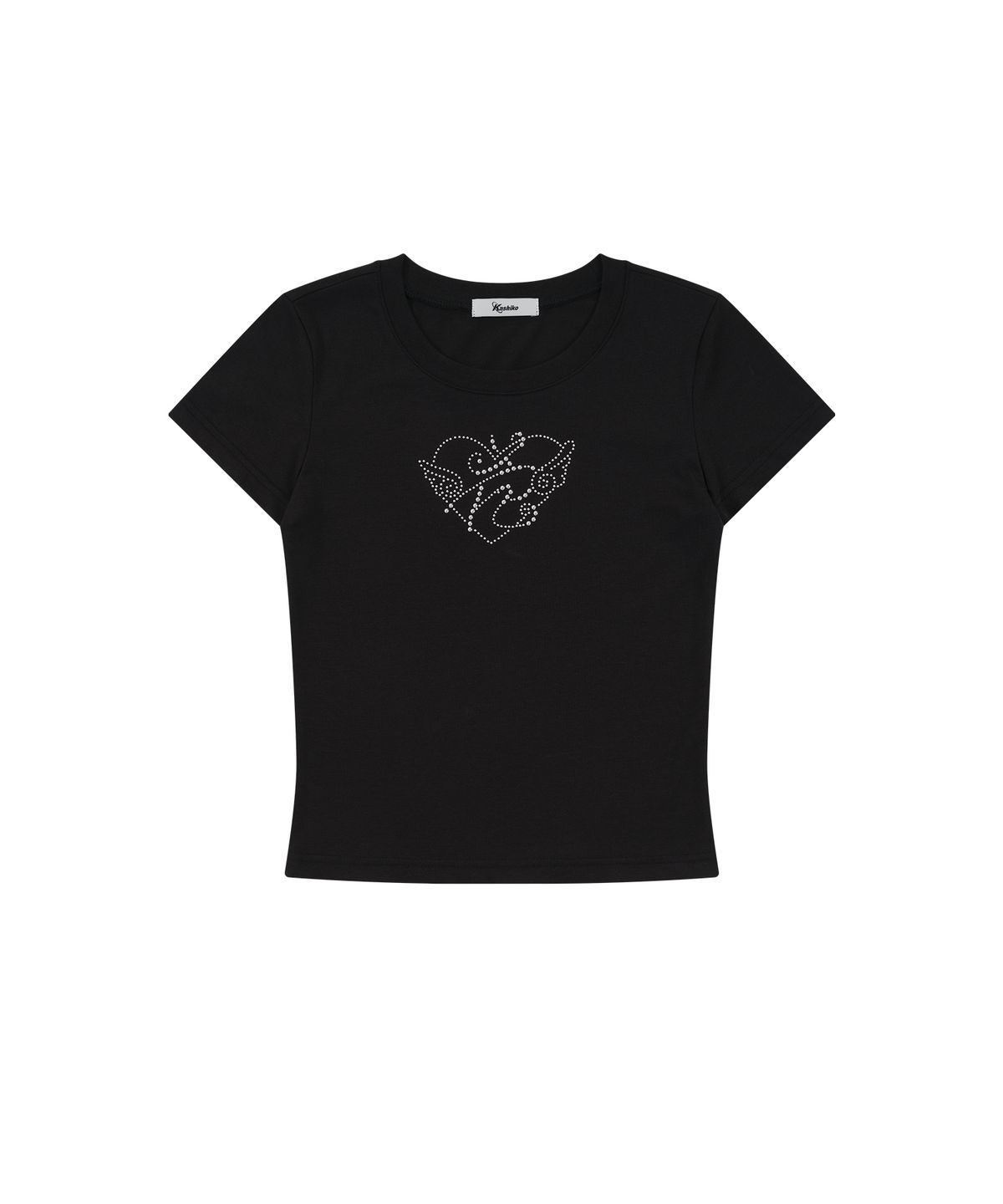 카시코(KASHIKO) Flower Heart Baby Tee Black