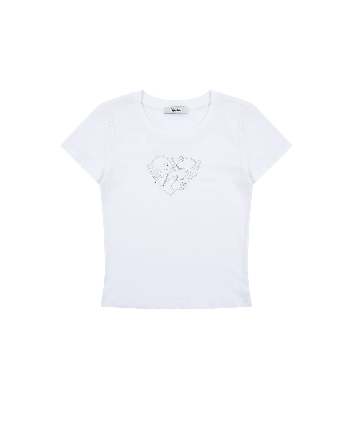 카시코(KASHIKO) Flower Heart Baby Tee White