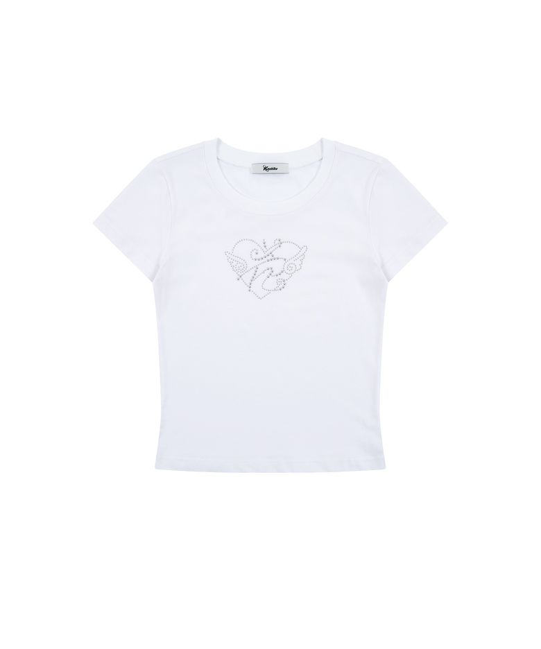 Flower Heart Baby Tee White