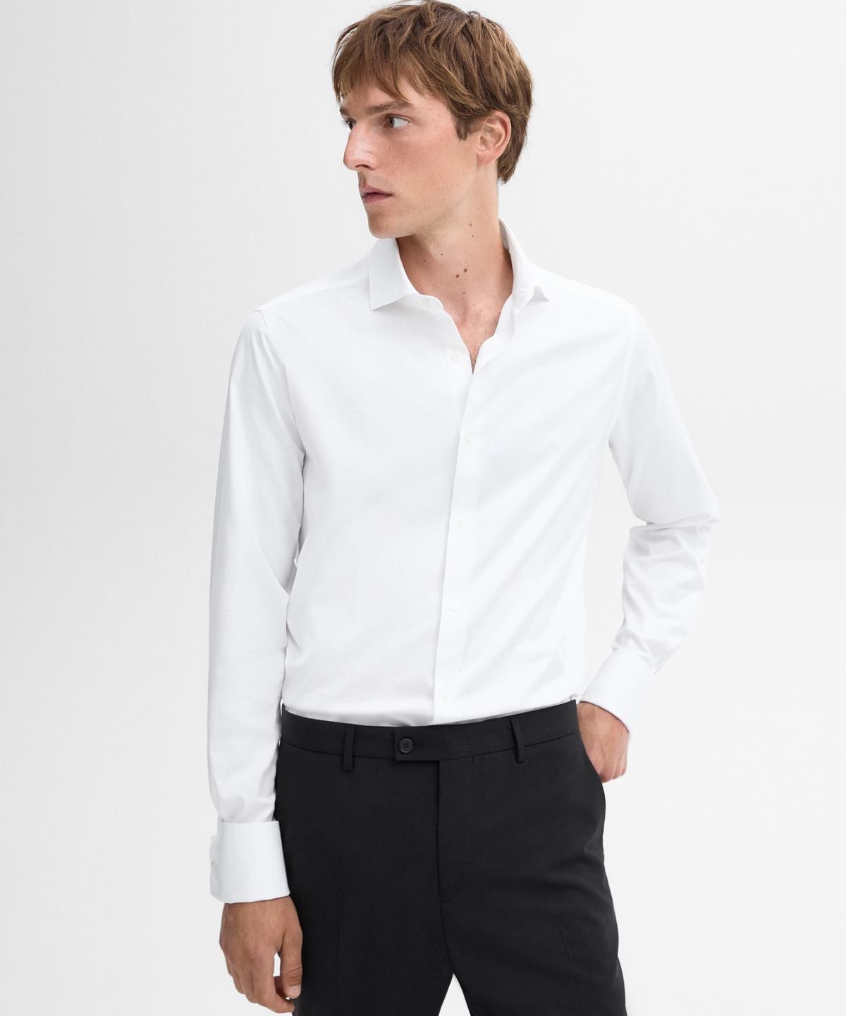 마시모두띠(MASSIMO DUTTI) 슬림핏 코튼 셔츠 더블 커프스 디테일