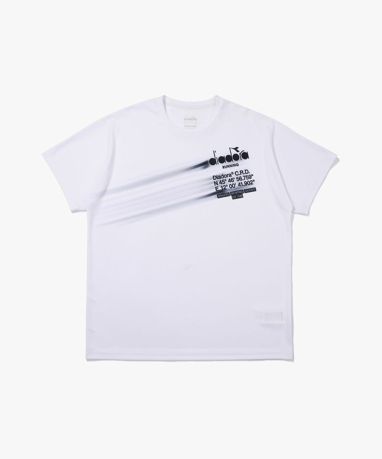 러닝 그래픽 메쉬 반팔 티셔츠 WHITE