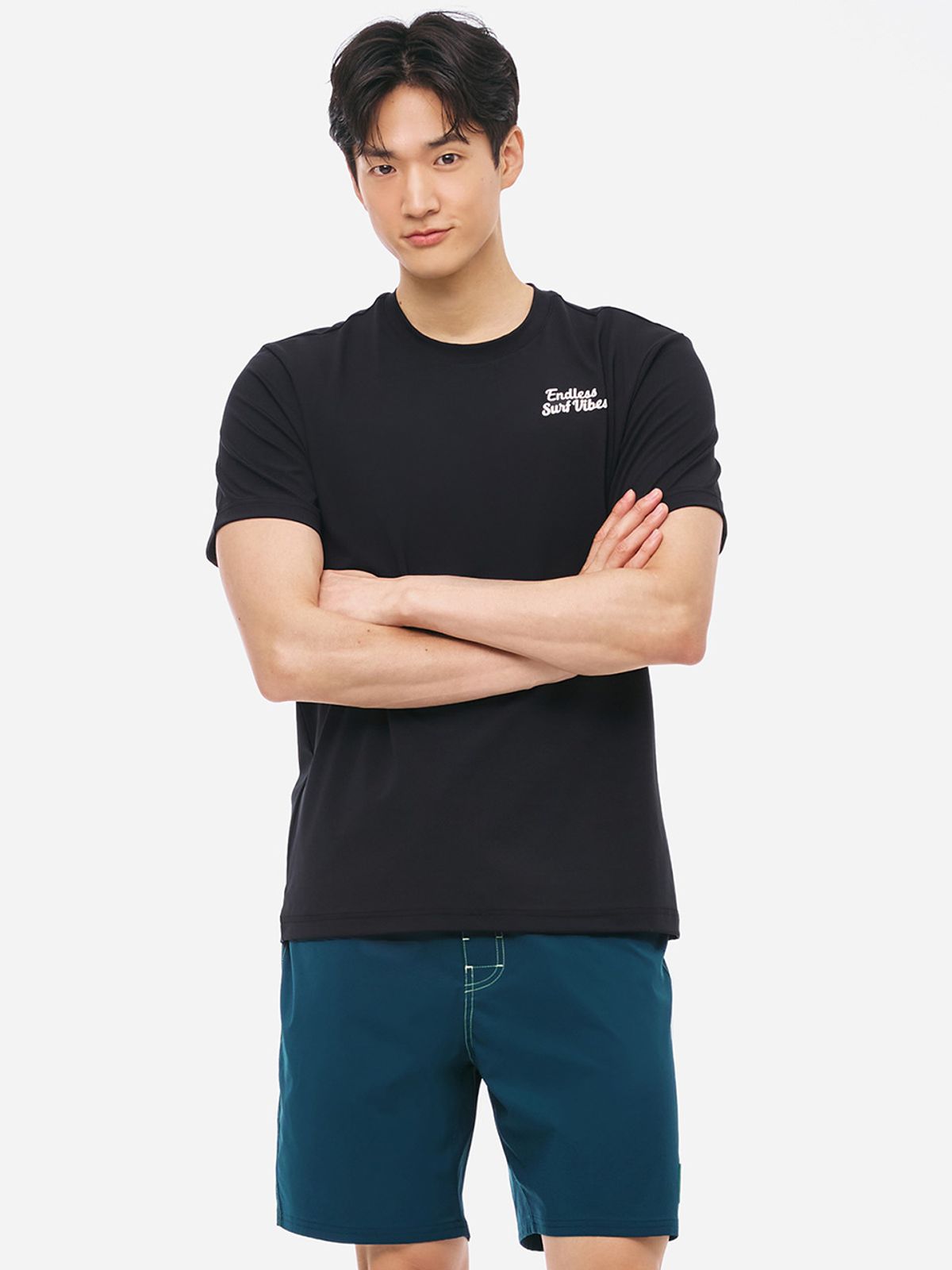 배럴(BARREL) 유니 트로피컬 루즈핏 반팔 래쉬가드 블랙 (B5SUWRG232BLK)