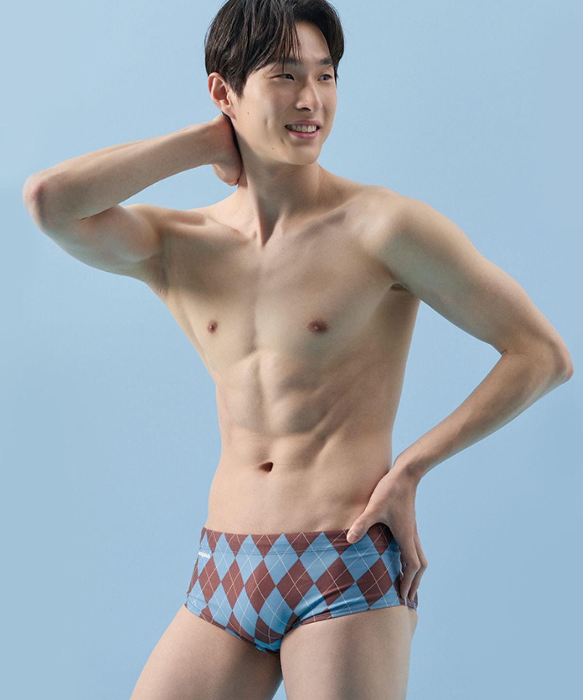 움파(OOMPAA) 모카 아가일 스퀘어 남성 수영복