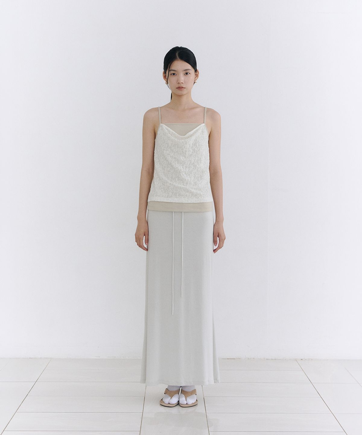 로우타이드(LOW TIDE) SILKY SWEAT MAXI SKIRT [GREY]