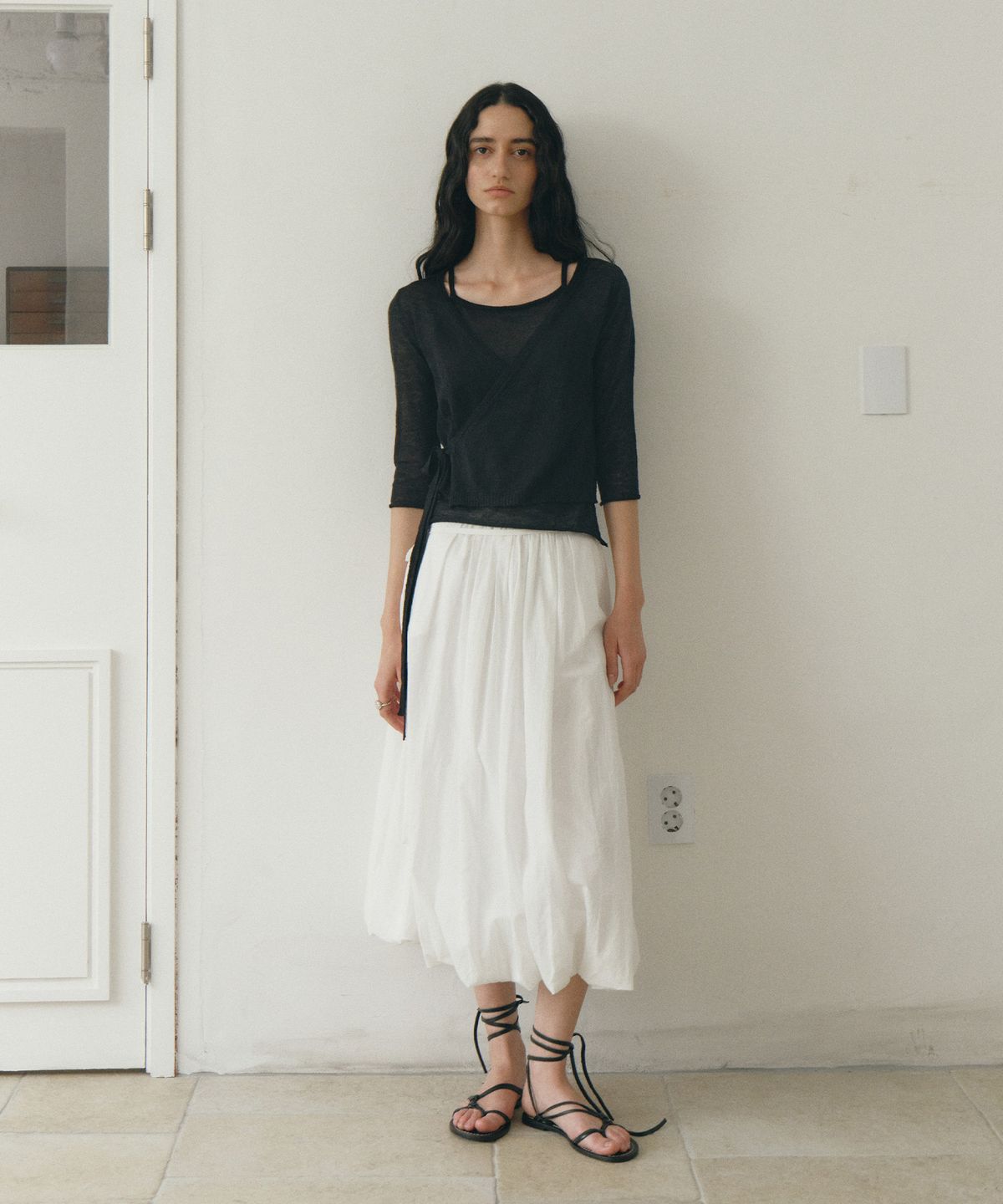 로우타이드(LOW TIDE) ALPACA LAYERED WRAP KNIT [BLACK]