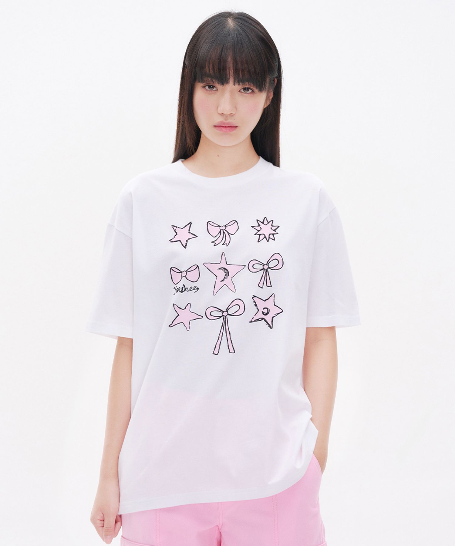 MUSINSA | YOUHEE YOUHEE STAR GRAPHIC T-SHIRTS WHITE