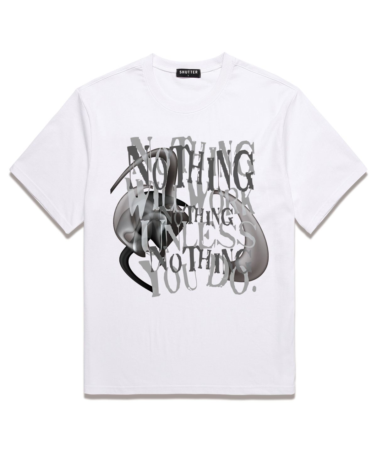 셔터(SHUTTER) NOTHING WILL WORKS 오버핏 반팔 티셔츠 (SS026) 화이트