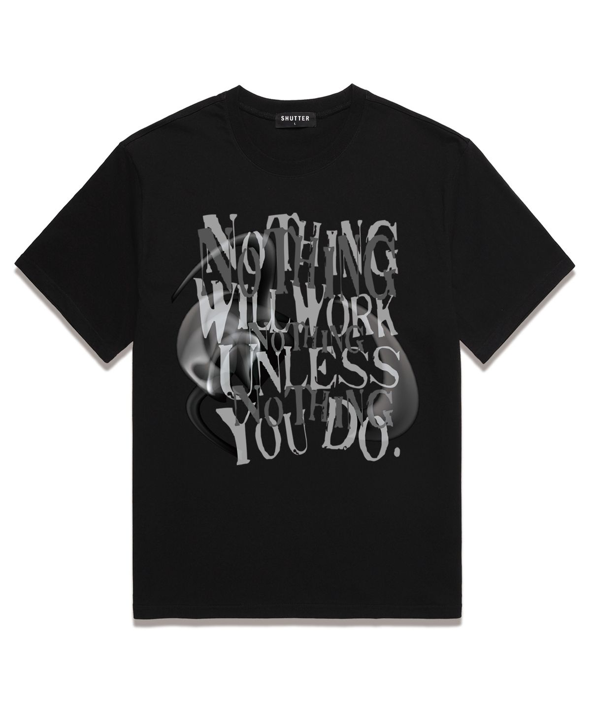 셔터(SHUTTER) NOTHING WILL WORKS 오버핏 반팔 티셔츠 (SS026) 블랙