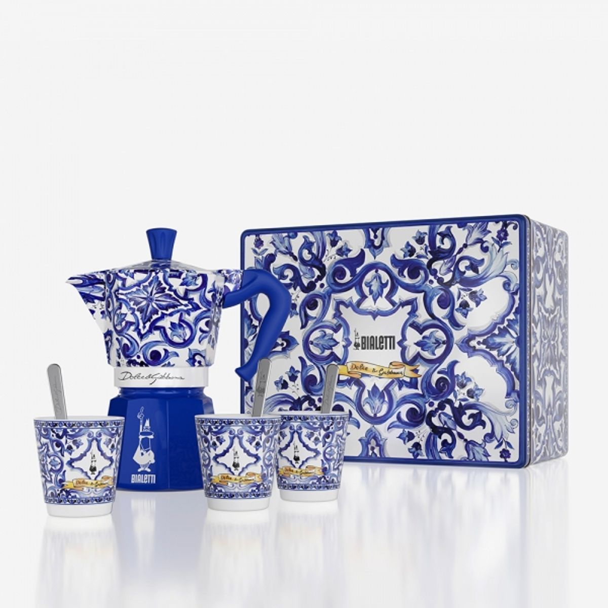 비알레띠(BIALETTI) 비알레띠 돌체앤가바나 블루 모카 6컵 & 샷잔 머들러 기프트 박스