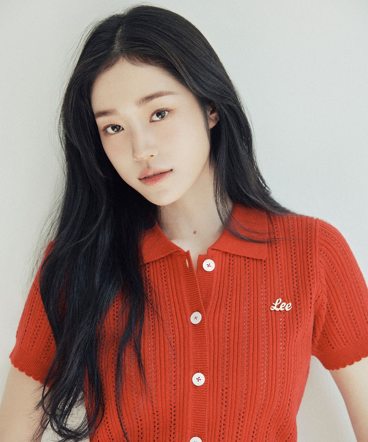 리(LEE) 우먼 스카시 카라 가디건 레드