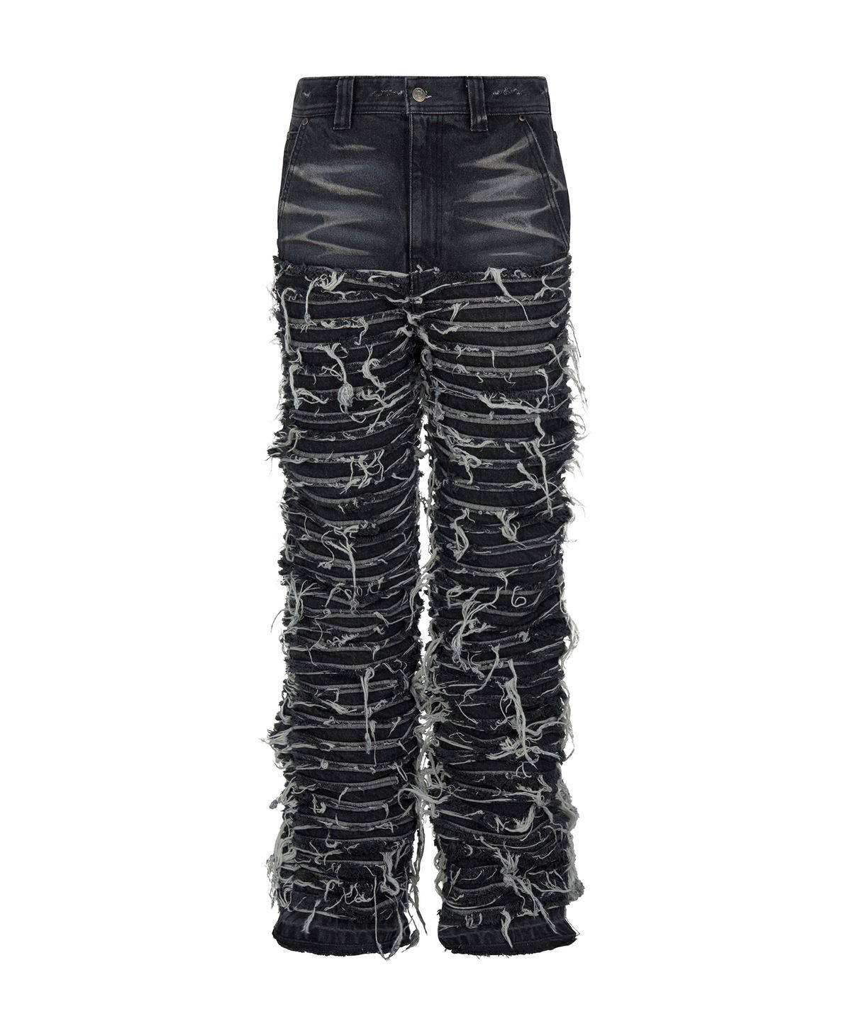 레씨토(LECYTO) Extreme Washed Crack Denim Pants_[Black]