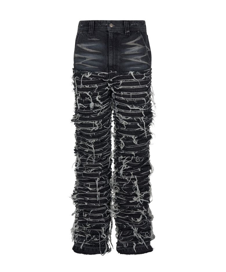 Extreme Washed Crack Denim Pants_[Black]